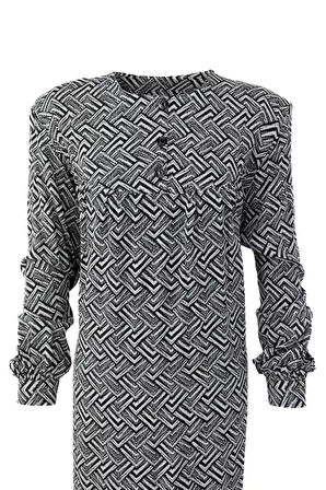 Oppland Kadın Klasik Boydan Anne Elbise Dokuma Viskon Kumaş Baharım Desenli Vatkalı Robalı Tam Kalıp