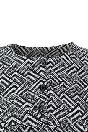 Oppland Kadın Klasik Boydan Anne Elbise Dokuma Viskon Kumaş Baharım Desenli Vatkalı Robalı Tam Kalıp