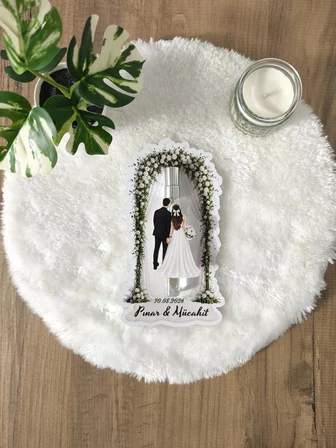 ​Pamuğum Atelier Kişiye Özel İsimli Gelin Damat Figürlü Düğün Kolonyası Şişesi Süsü Misafirler İçin Düğün, Nikah Hediyeliği (100 Adet)