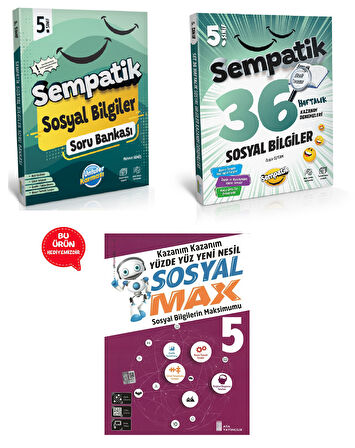 5.Sınıf Sempatik Sosyal Bilgiler Soru Bankası +36 Haftalık Kazanım Denemeleri (Hediyeli)