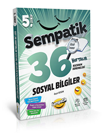 5.Sınıf Sempatik Sosyal Bilgiler Soru Bankası +36 Haftalık Kazanım Denemeleri (Hediyeli)