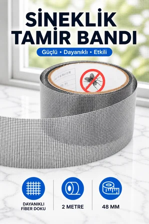 Pencere ve Kapı Sinekliği 125x150 cm + 2 Metre 48 mm Güçlü Yapışkanlı Tamir Bandı 2'li Set