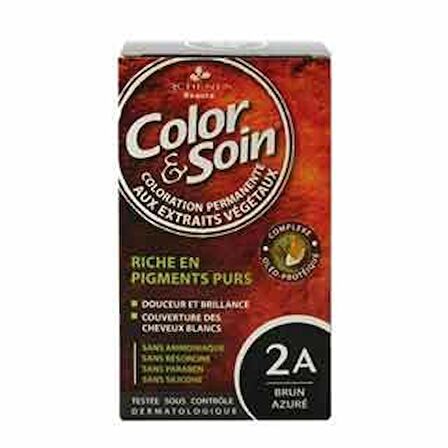 Color and Soin Tamamen Bitkisel Organik Saç Boyası 2A - Brun Azure Black