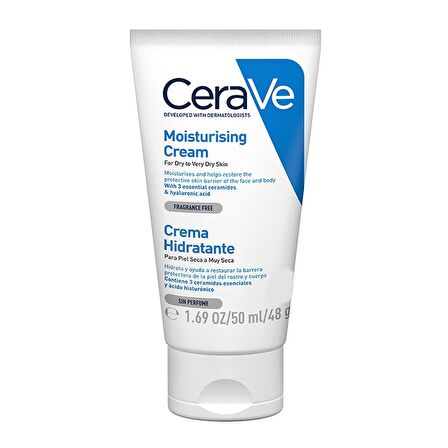 CeraVe Nemlendirici Krem 50 ml Kuru ve Çok Kuru Cilt Tipleri.