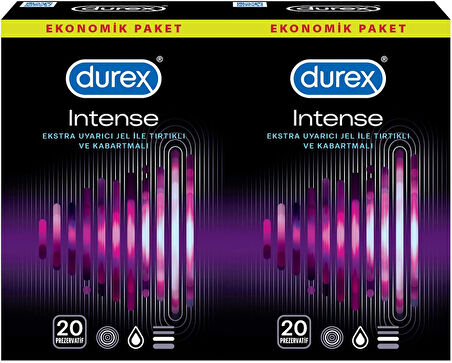 Durex Intense Prezervatif, 40’lı Ekonomik Avantaj Paket (2 x 20 Adet)