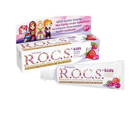 ROCS Kids 4-7 Yaş Meyveli Çocuk Diş Macunu 35ml (Ahududulu-Çilekli)