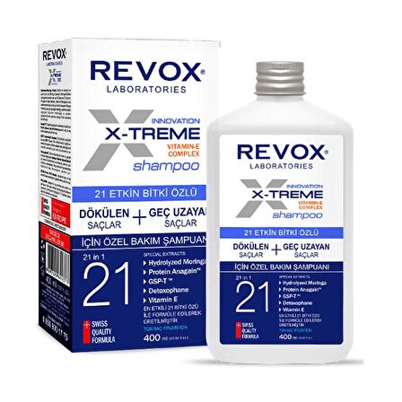 Revox X-Treme Dökülen Saçlar İçin 21 Etkin Bitki Özlü Şampuan 400 ml