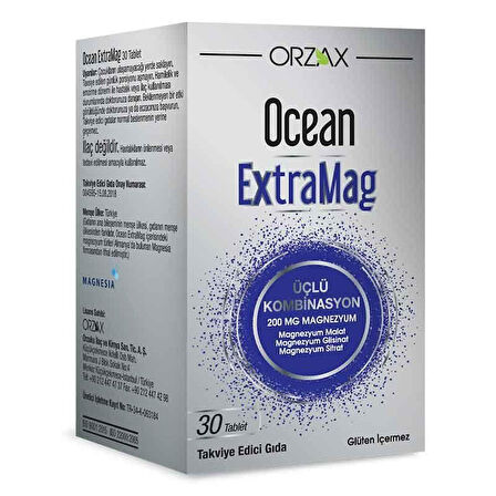 Ocean ExtraMag Üçlü Kombinasyon Takviye Edici Gıda 30 Tablet - Diş Beyazlatıcı Köpük Hediye