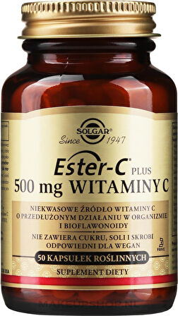 Solgar Ester-C Plus 500 mg 50 Kapsül - Diş Beyazlatıcı Köpük Hediye