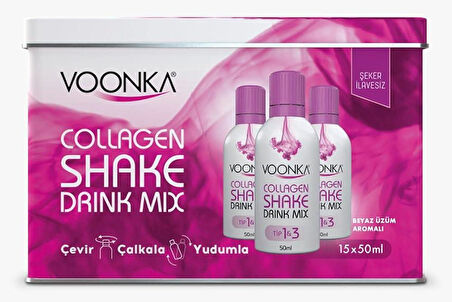 Voonka Beauty Collagen Shake Drink Mix 15 Saşe Beyaz Üzüm Aromalı - Diş Beyazlatıcı Köpük Hediye