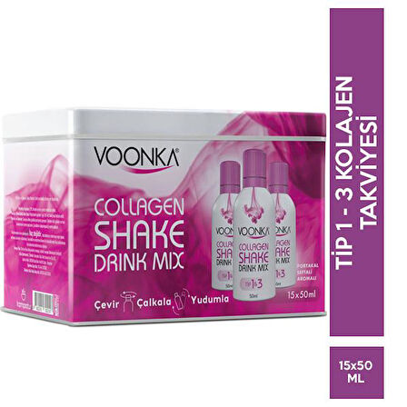 Voonka Beauty Collagen Shake Drink Mix 15 Saşe Portakal Şeftali Aromalı - Diş Beyazlatıcı Köpük Hediye