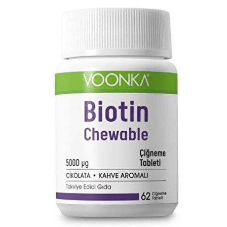 Voonka Biotin 5000 Mcg 62 Çiğneme Tableti - Diş Beyazlatıcı Köpük Hediye