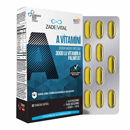 Zade Vital A Vitamini 30 Kapsül - Diş Beyazlatıcı Köpük Hediye