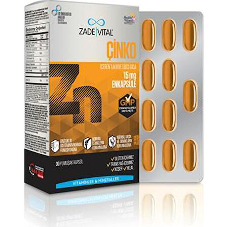 Zade Vital Zinc Plus Çinko Plus 30 Kapsül - Diş Beyazlatıcı Köpük Hediye