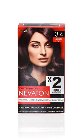 Nevaton Kalıcı Krem Saç Boyası 3.4 Koyu Kahve (Bir kutuda 2 boyama)