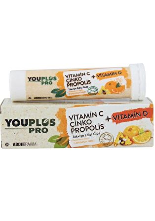 YouPlus Pro Vitamin C Çinko Propolis Takviye Edici Gıda 15 Tablet