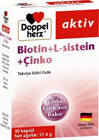 Doppel Herz Aktiv Biotin + L-sistein + Çinko 30 Kapsül