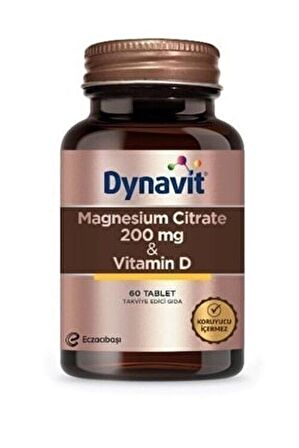 Dynavit Magnesium Citrate 200 mg- Vitamin D Takviye Edici Gıda 60 Tablet