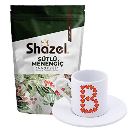 Shazel 200 gr Türk Kahvesi + Kalpli B Harfli Türk Kahvesi Fincanı 