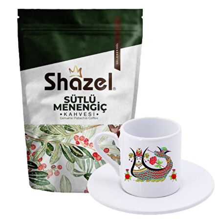 Shazel 200 gr Türk Kahvesi + Şahmeran Desenli Türk Kahvesi Fincanı 