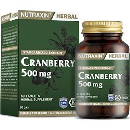Nutraxin Cranberry 500 mg Takviye Edici Gıda 60 Tablet