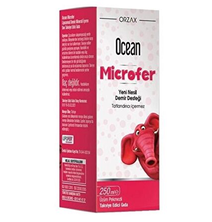 Orzax Ocean Microfer Lipozomal Demir Sıvı Takviye Edici Gıda 250 ml