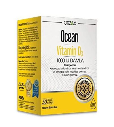 Orzax Ocean Vitamin D3 1000 IU Damla 50 ml