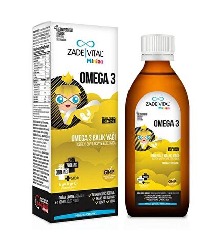 Zade Vital Miniza Omega 3 - Balık Yağı İçeren Sıvı Takviye Edici Gıda 150 ml 