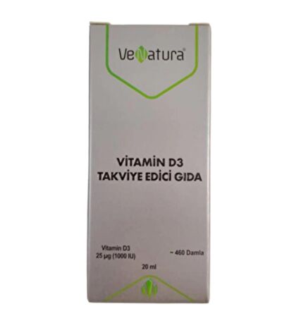 VeNatura Vitamin D3 Takviye Edici Gıda 1000 IU 20 Damla