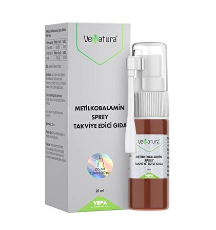 VeNatura Vitamin B12 Metilkobalamin Sprey Takviye Edici Gıda 20 ml