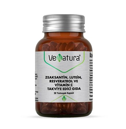 VeNatura Zeaksantin Lutein Resveratrol ve Vitamin C Takviye Edici Gıda 30 Yumuşak Kapsül