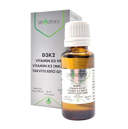 VeNatura Vitamin D3 Ve Menaquinon 7 Takviye Edici Gıda 20 ml