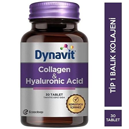 Dynavit Collagen Hyaluronic Acid 30 Tablet Kolajen ve Hyaluronik Asit Takviyesi - 2