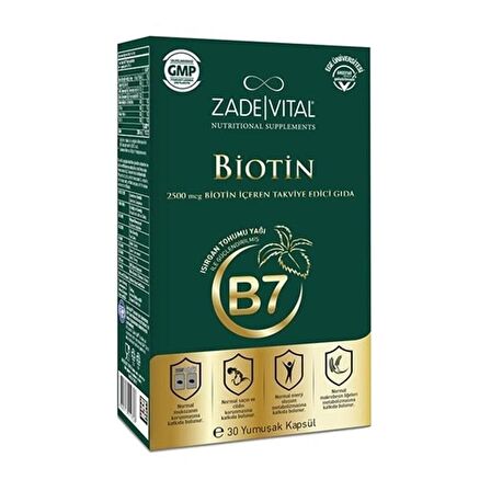 Zade Vital Biotin 2500 mcg 30 Kapsül