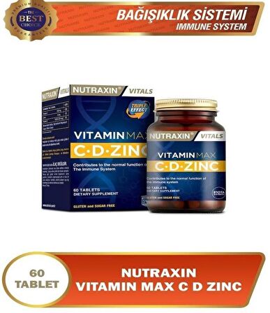 Nutraxin Vitamin Max C + D Zinc 60 Tablet