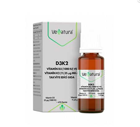 VeNatura D3K2 (11,25 mcg) Takviye Edici Gıda 20 ml