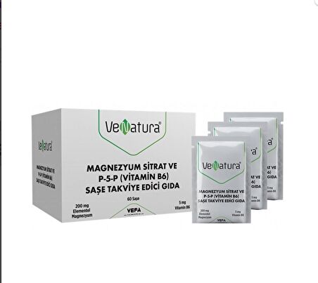 Venatura Magnezyum Sitrat ve P-5-P (Vitamin B6) 60 Saşe