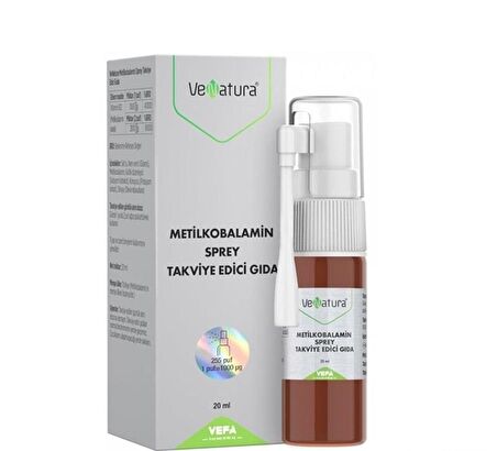 Venatura Vitamin B12 Metilkobalamin Sprey Takviye Edici Gıda 20 ml