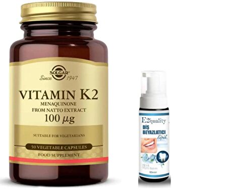 Solgar Vitamin K2 100 mcg 50 Kapsül -  Diş Beyazlatıcı Köpük Hediye