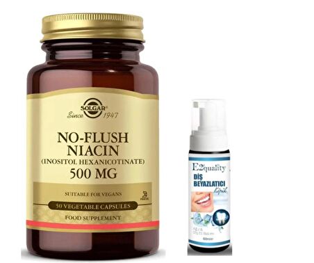Solgar No Flush Niacin 500 mg 50 Kapsül -  Diş Beyazlatıcı Köpüğü Hediye