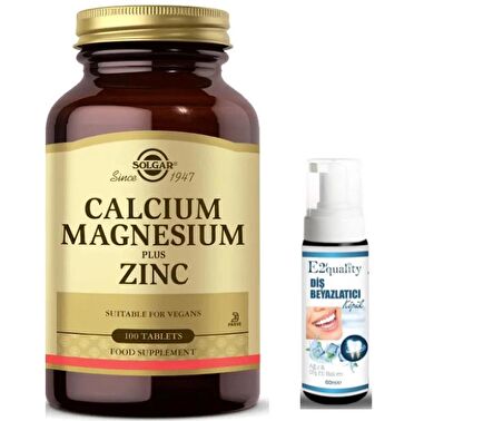 Solgar Calcium Magnesium Plus Zinc 100 Tablet - Diş  Beyazlatıcı Köpüğü Hediye