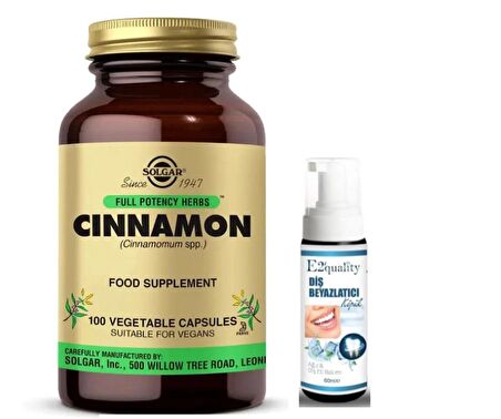 Solgar Cinnamon 100 Kapsül - Diş Beyazlatıcı Köpüğü Hediye