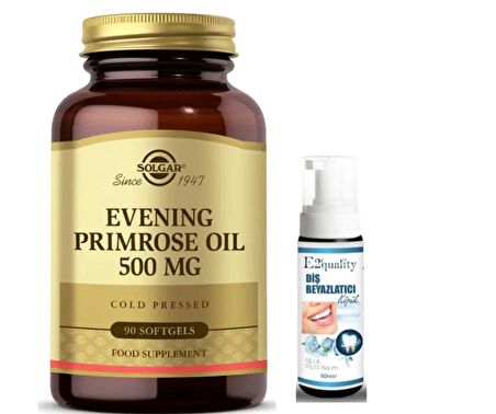 Solgar Evening Primrose Oil 500 mg 90 Yumuşak Jelatin Kapsül - Diş Beyazlatıcı Köpük Hediye