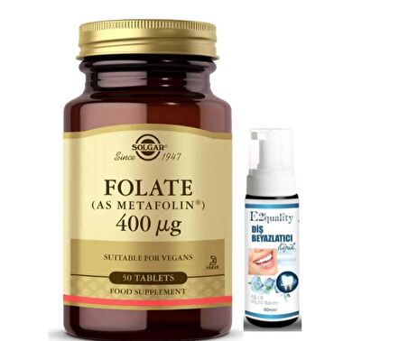 Solgar Folate (Metafolin) 400 mcg 50 Tablet  - Diş Beyazlatıcı Köpük Hediye
