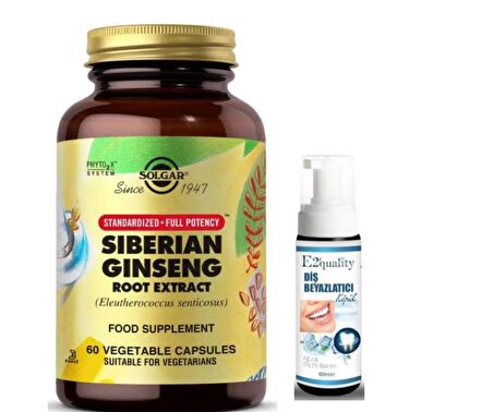 Solgar Siberian Ginseng Root Extract 60 Kapsül - Diş Beyazlatıcı Köpük Hediye