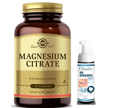 Solgar Magnesium Citrate 200 mg 60 Tablet - Diş Beyazlatıcı Köpük Hediye