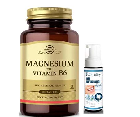 Solgar Magnesium with Vitamin B6 100 Tablet - Diş Beyazlatıcı Köpük Hediye