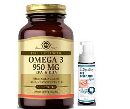 Solgar Omega 3 950 mg 50 Yumuşak Jelatinli Kapsül - Diş Beyazlatıcı Köpük Hediye