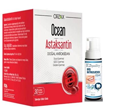 Orzax Ocean Astaksantin 30 Kapsül - Diş Beyazlatıcı Köpük Hediye