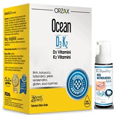 Orzax Ocean D3K2 Vitamin Damla 20 ml - Diş Beyazlatıcı Köpük Hediye